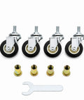 RuiJOTWAT 4Pcs Caster Wheels for Oil-Filled Radiators Swivel Casters with Brakes Easy Installation Replacement Wheels for Electric Heaters and Furniture Silver, showing four wheels with hardware.