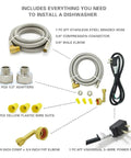 Universal Dishwasher Installation Kit With 6 Foot Stainless Steel Hose And Burst Proof Water Supply Line, 3/8 Inch Compression Connections