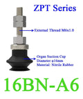Industrial ZPT Series NBR Vacuum Suction Cup For Pneumatic External Thread Manipulator Gripper with M6 thread and 16mm diameter.