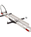 Motorcycle Hitch Carrier With Wheel Chock And Loading Ramp, Beefy Aluminum Build, 400 Lb Capacity, Anti-Rattle Design, Fits 2 Inch Receiver