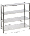 Heavy Duty Stainless Steel Four Tier Adjustable Pantry Shelf Rock Solid Freestanding Metal Storage Rack dimensions and details