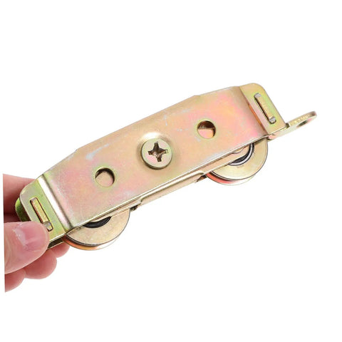 Heavy Duty Barn Door Roller Kit Includes Two Rock Solid Aluminum Sliding Pulley Wheels crafted for whisper quiet closet use.