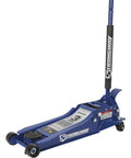 Long Reach Low Profile Floor Jack For Low Clearance Cars, 3 Ton Capacity, Quick Lift Foot Pedal, Dual Piston Pump, blue color