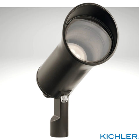 Showscape 3W Olde Bronze MR11 LED Landscape Spot Light 12V 250 Lumen Output At 3000K, side view of light head and mount