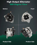 Heavy Duty 250 Amp 12V Clockwise Alternator For Toyota Tundra 4.7L 2004 2009 6 groove OEM Replacement 360-degree view