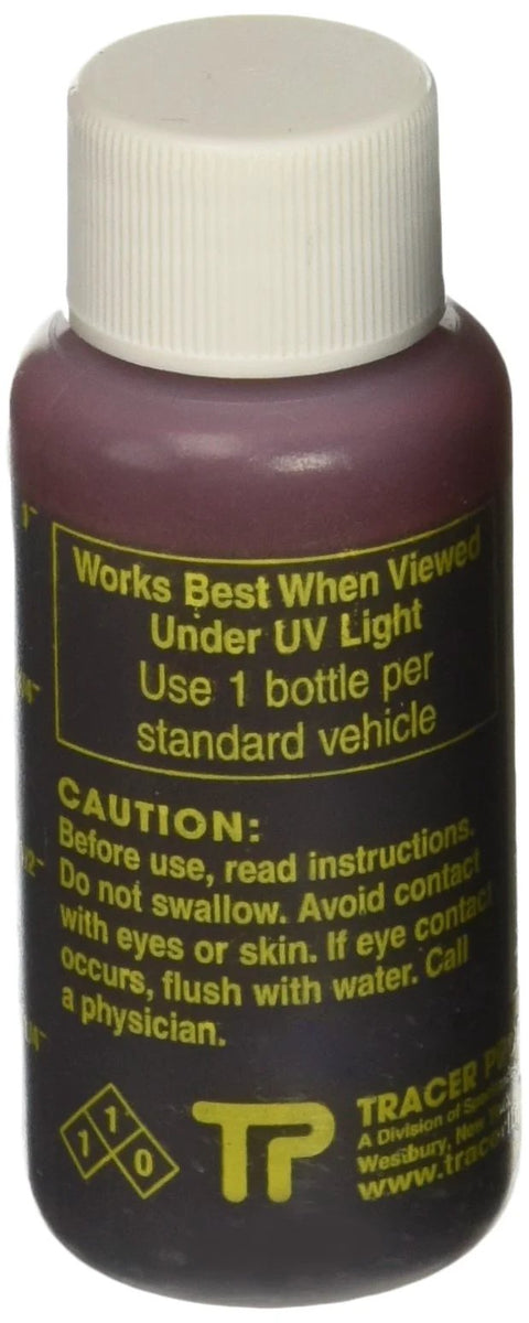Tracer TP-3090-0601 gas engine oil dye bottle, 1 pack, purple liquid with white cap, front view