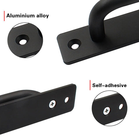 Bulletproof Barn Door Handle Pulls 9.6 Inch Matte Black Aluminum Alloy Sliding Door Hardware Rustproof Corner Grip close-up detail of handle