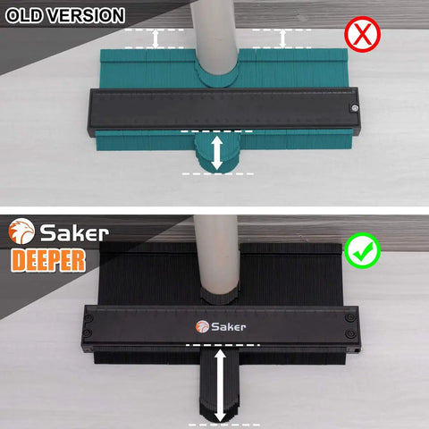 Precision Contour Gauge For Shape Copying Fast Fix Carpentry Tiling Plumbing Quick Draw Tracer Tool For Irregular Curves And Pipe Fitting No Sweat Adjustable Lock Black 10 Inch Plus 5 Inch Blades comparison image showing old and new versions.