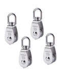 Cable Pulley Wheel Set For 1, 2, And 4 Piece Options Beefy Heavy Duty Lifting Single Pulley Roller Stainless Steel 360 Degree Rotating Rope Guide For Tough Rigging, Hoists, And Home Gym Use, 4-piece stainless 15 pulley set