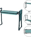 Heavy Duty Garden Kneeler And Seat Foldable Bench For Yard Work With Velcro Tool Pouches Converts To Kneeler Or Sit Down Chair