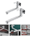 Wall Mounted Extended Kitchen Faucet Cold Only Rotatable Spout 304 Stainless Steel Single Lever for Mop Pool Utility Sink Silver(25cm) with dual spouts.
