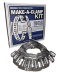Make-A-Clamp Complete Kit With 50 Ft Stainless Steel Band, 10 Fasteners, 5 Splices displayed with packaging