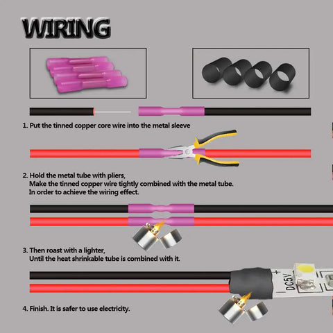 Heavy Duty Pro Grade 22 Gauge 2 Core LED Extension Cable 65.6 Feet Red Black Tinned Copper With Heat Shrink PVC Jacket wiring instructions