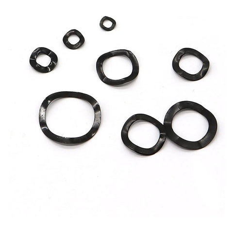 Heavy Duty Steel Ring Spring Washers Three Wave Gasket Kit 550 Pcs With M3 M4 M5 M6 M8 M10 M12 M16 Sizes Vibration Resistant Anti Loosening Hardware Gear Up For Electronics Machinery And Car Projects, black steel washers