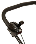 Handle of Deluxe Heavy-Duty Walk-Behind Commercial Broadcast Spreader With 80 Lb Capacity, featuring built-in side spread control.
