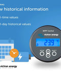 Digital display of MPPT Solar Charge Controller For Panels With Remote Monitoring And Easy Config, showing historical data.