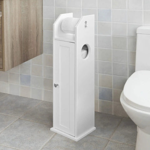 Free Standing Toilet Paper Holder And Slim Bathroom Storage Cabinet For Narrow Spaces White Mega Roll Organizer Doorless Design