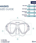 Size guide for Sphera X Freediving Mask With 180-Degree Wide-Angle View, Low-Volume Fit, Plexisol Anti-Fog Lenses.