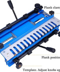 Rock Solid 12 Inch Wood Dovetail Jig Router Template For Dead Nuts Accurate Cabinet Joinery And Drawer Boxes Featuring One Piece Cast Aluminum Base top view with plank positioning and clamping devices.