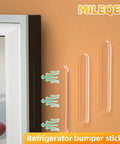Pack Of Ten Clear Anti Slam Door Bumpers Silent Adhesive Wall Stoppers For Kitchen Cabinets Bedrooms And Closets Quick Fix To Mellow Out Loud Bangs And Keep Your Drywall Looking Fresh, shown on refrigerator.