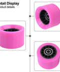 Pink 58mm x 39mm quad skate wheel with high carbon bearings, detailed view, 8 Pack 58Mm By 39Mm Indoor Quad Roller Skate Wheels For Speed Artistic Jam Rink And Rhythm Skates Arena-Ready PU Wear-Resistant Smooth Fast Glide With High Carbon Steel Bearings Blue 88A