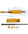 Heavy Duty Badass Wrist Pin Puller Kit For Small Engines Top Shelf Aluminum Alloy Piston Remover with gold adapters and measurements.