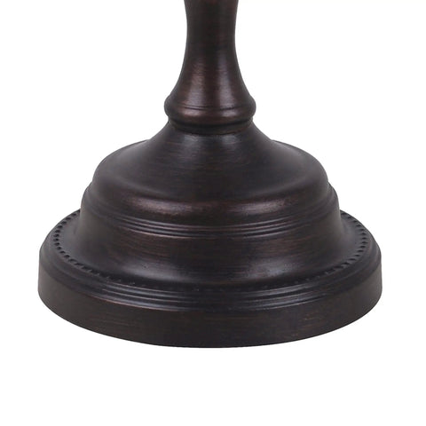 Close-up of oil-rubbed bronze base from Antique Banker Desk Lamp In Oil Rubbed Bronze With Pull Chain Corded Lighting For Home Office Dorm Or Apartment Smart Home Capable And Adjustable Lighting Great For Study Ambience And Work From Home Setups.