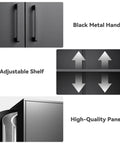 Metal Wall Cabinet With Lockable Doors, Wall Mounted Garage Storage Cabinet With Shelves, black handles and shelf detail