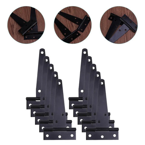 10 Pack Heavy Duty 4 Inch T Hinges For Doors And Gates Thickened Iron Gate Hinge Set Black Load Bearing Barn Shed Garden Exterior