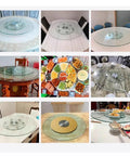 Transparent Tempered Glass Lazy Susan Turntable 360 Degree Rotating Round Serving Plate in multiple settings and sizes