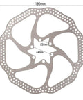 180mm 6 Bolt Stainless Steel Disc Brake Rotor For Road, Mountain, MTB And BMX Bikes, Easy Mount, Sweet Heat Dissipation, 1 Rotor Closeup