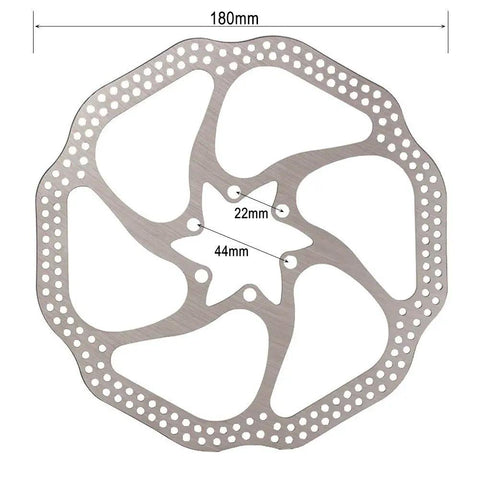 180mm 6 Bolt Stainless Steel Disc Brake Rotor For Road, Mountain, MTB And BMX Bikes, Easy Mount, Sweet Heat Dissipation, 1 Rotor Closeup