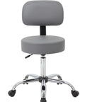 Front view of Be Well Medical Spa Style Adjustable Drafting Stool With Back Support, Ergonomic Gas Lift Office Chair, durable grey.