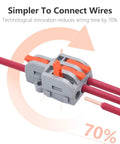 62Pcs Lever Wire Connectors Kit For Quick DIY Splicing 24-12 AWG easy open lever connector showing installed wires