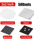 Dope DIY Fridge Magnet Kit For Photo Crafts With 2x2 Inch Squares, Acrylic Base, Clear Film, Metal Shell, Magnet, Blank Board