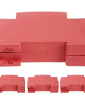 Four Pack Snazzy Snap In Fire Extinguisher Guards For Aerosol Suppressors No Sweat Sticker Shields, compact red cases.