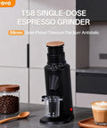 Top Shelf 58 Mm Gold Titanium Flat Burr Coffee Grinder Featuring Anti Static Build And Slick Stepless Adjustment For Real Deal Home Barista Daily Espresso Setup on kitchen counter