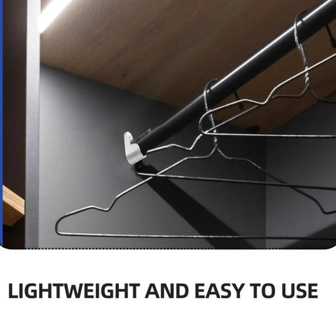 Beefy Heavy Duty Zinc Alloy Closet Rod End Support Bracket For Clothes Hanging Bar, silver, installed in closet.