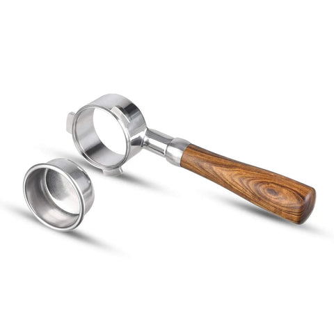 Bottomless 54mm Portafilter Naked For Breville Espresso Machines Barista Express Pro Touch with wooden handle and filter basket