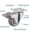 1 Inch Plate Caster Wheels Low Profile Swivel Casters Set Of 4 Heavy Duty 99 Lb Capacity with brakes, quiet rubber wheels, thickened bracket