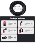 Dope 20ft Nylon Braided CPE Fuel Line Kit With Heavy Duty 6AN Fittings For High Flow Racing, Coolant Trans Oil Turbo Cooler And Car Upgrade Jobs, coiled hose and fittings kit