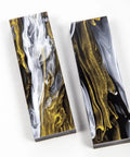 2 Pcs Acrylic Knife Handle Scales Slabs For DIY Knife Making Blanks And Blades Lightweight Yet Durable Material In Black White Yellow With Cloud Texture For Daggers Damascus Tactical Knives Gun Hilt Crafting