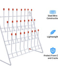 Festfends Metal Test Tube Drying Rack For Lab Use, Practical White Holder With 24 Slots, Easy Install Space Saving Design with sturdy steel construction.