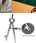 Reliable Smooth Operator Adjustable Rotating Craft Tool Wing Divider Line Scriber Drawing Compass with metal body and pencil holder.