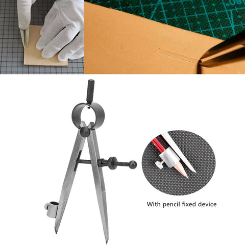 Reliable Smooth Operator Adjustable Rotating Craft Tool Wing Divider Line Scriber Drawing Compass with metal body and pencil holder.