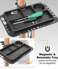 66 Lbs Bike Repair Stand With Pro Grade Clamp featuring magnetic tray with screws and tools, heavy duty aluminum work stand