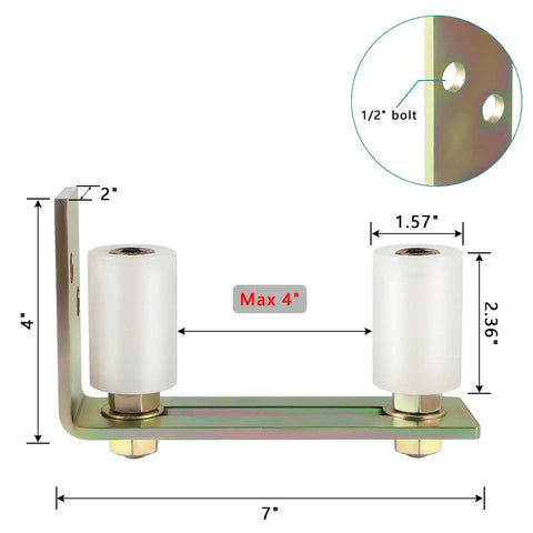 Slide Gate Guide Roller With L Post Bracket Dual Nylon Rollers For Rolling Gate And Fence Steel Bracket With Zinc Plating UHMW Nylon Rollers Precision Adjustable Up To Four Inch Gap Pack Of Two Durable Gate Hardware