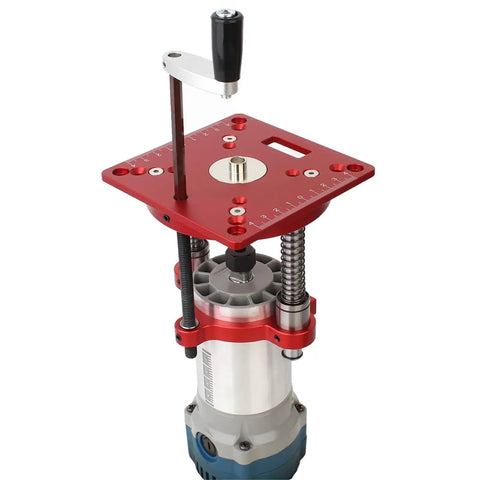 Rock Solid Precision Router Lift And Woodworking Table Insert Plate with handle and adjustable height for 65mm collets.
