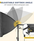 Softbox Lighting Kit 16x16 For Studio And Home Photo Video, adjustable 210° rotatable head, dimmable color temperature