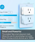 Matter Compatible Smart Plug Mini, Ultra Compact 15A 1800W, Plug And Play Setup, Works With Apple Home, Alexa, Google Home, UL Certified, 2.4G Wi Fi Only, White, P125M side view